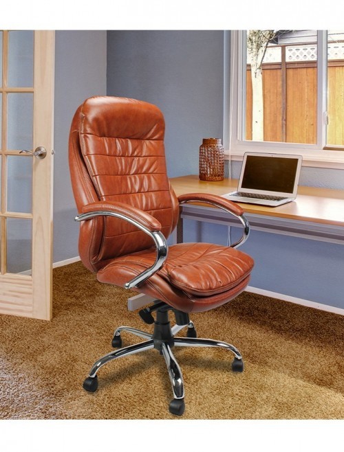 Office Chair Tan Leather Faced Santiago Executive Armchair DPA618KTAG/TN by Eliza Tinsley