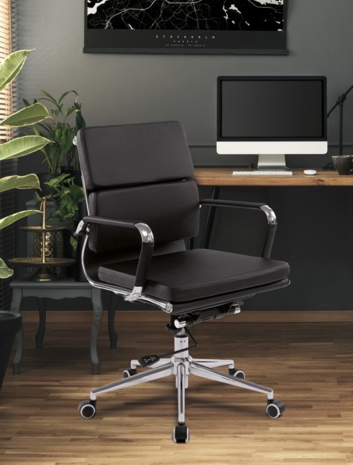 Office Chair Black Bonded Leather Avanti Computer Chair BCL/5003/BK by Eliza Tinsley