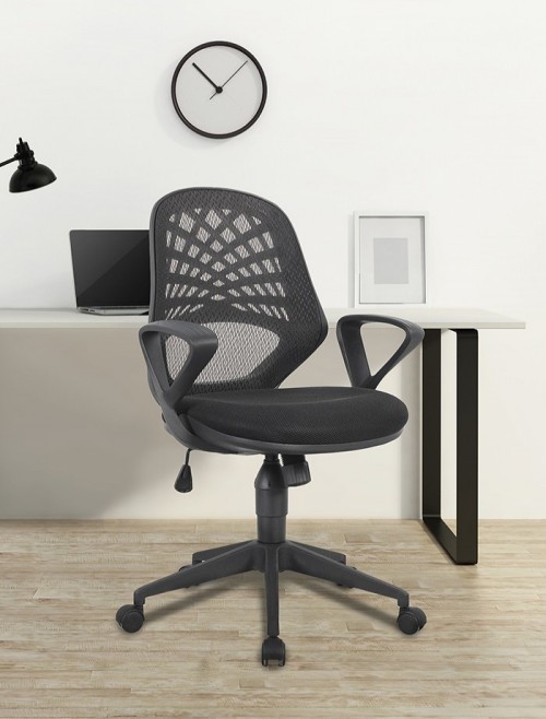Mesh Office Chair Black Lattice Operators Chair BCM/K116/BK by Eliza Tinsley