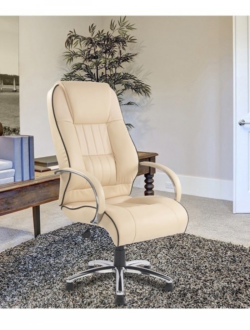 Office Chair Cream Leather Faced Dijon Executive Chair DPA9211ATG/LCM by Eliza Tinsley