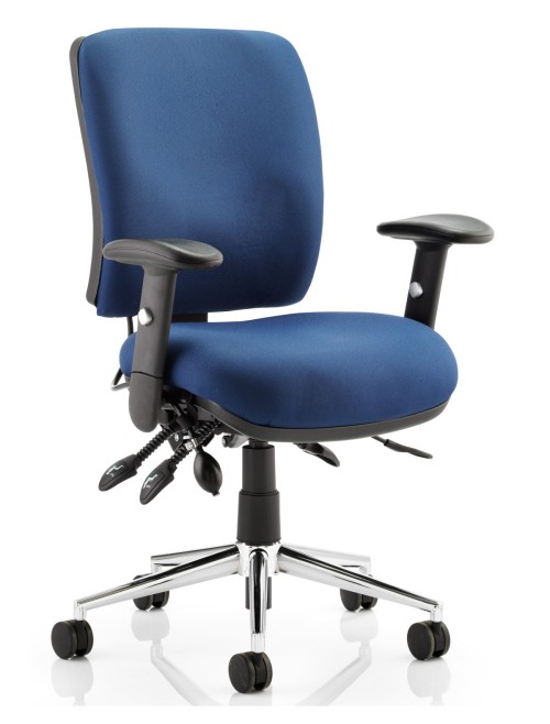 Office Chairs Blue Chiro Medium Back Fabric Operator Chair OP000011 by Dynamic