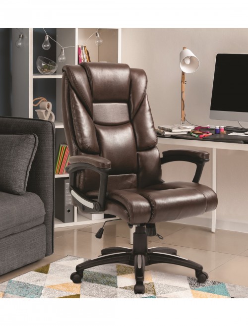 Office Chair Brown Leather Effect Titan Executive Chair BCP/G344/BW by Eliza Tinsley
