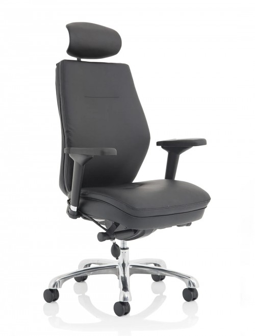 Bonded Leather Office Chair Black Domino 24 Hour Executive Chair PO000065 by Dynamic