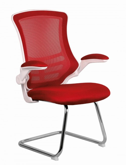 Mesh Visitor Chair Luna Red Reception Chair BCM/L1302V/WH-RD by Eliza Tinsley
