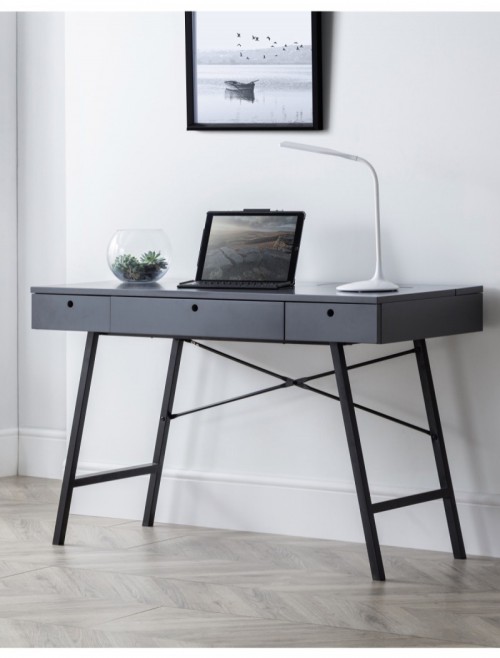 Home Office Desk Grey Trianon Home Workstation TRI701 by Julian Bowen