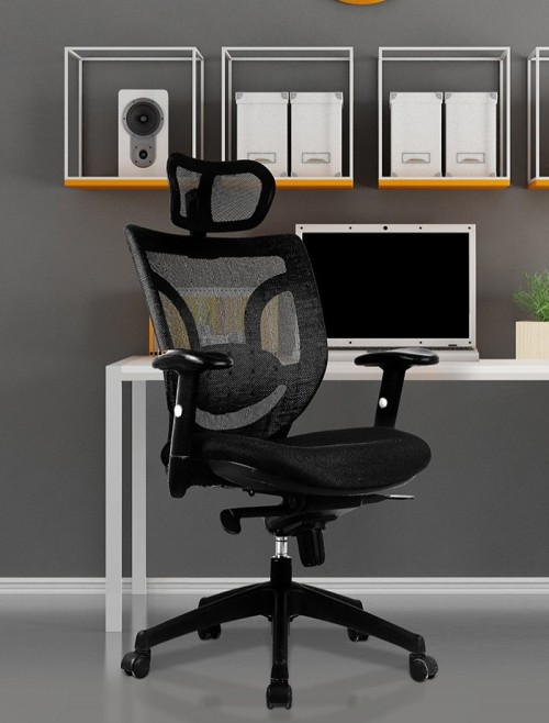 Mesh Office Chair Black Newton High Back Executive Armchair BCM/K103/BK by Eliza Tinsley - enlarged view