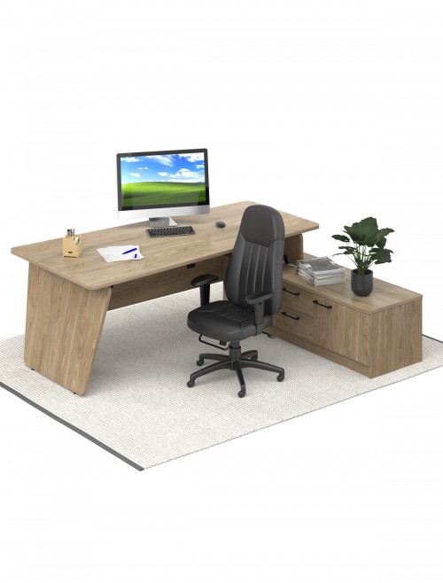 Barcelona Walnut Office Desk Anson Executive Desk with Return Panel End legs ANS-RD-BW by Dams