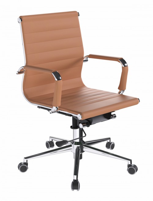 Bonded Leather Office Chair Coffee Brown Aura Medium Back BCL/8003/BW by Eliza Tinsley Nautilus