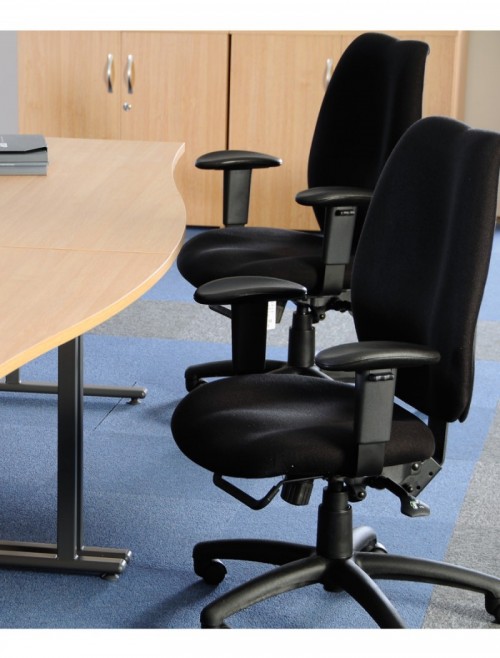 Office Chairs Cornwall Multi-Functional Black Fabric High Back Operators Chair CWL300K2-K