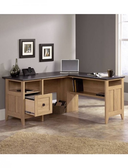 Home Office Desks Dover Oak Home Study L-Shaped Desk 5412320 by Teknik