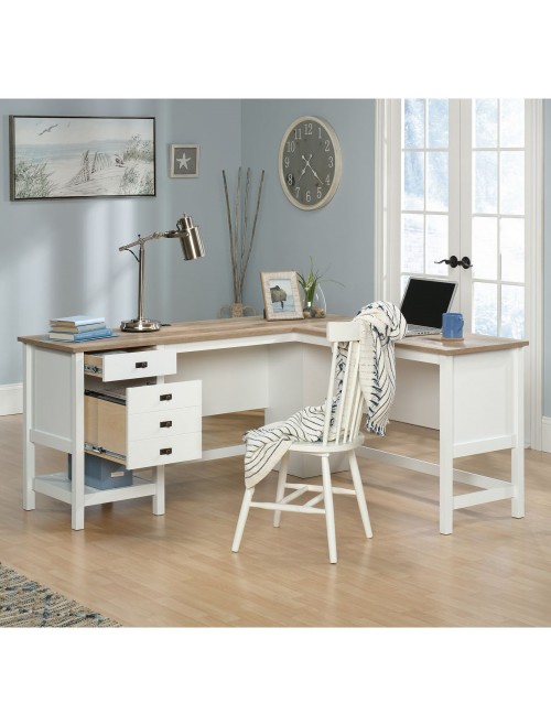 Home Office Desks Shaker Style L-Shaped Desk Soft White 5428225 by Teknik