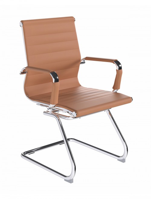 Bonded Leather Visitor Chair Aura Coffee Brown Office Chair BCL/8003AV/BW by Eliza Tinsley Nautilus