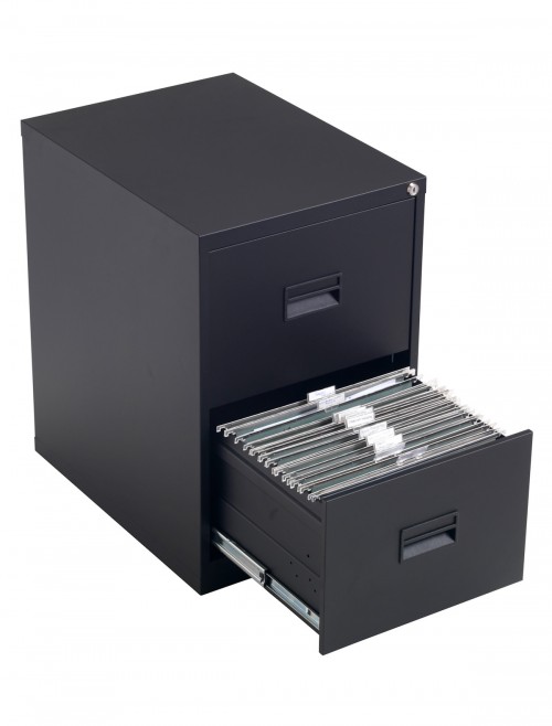 Talos Metal Filing Cabinet 2 Drawer Black TCS2FC-BK by TC Office