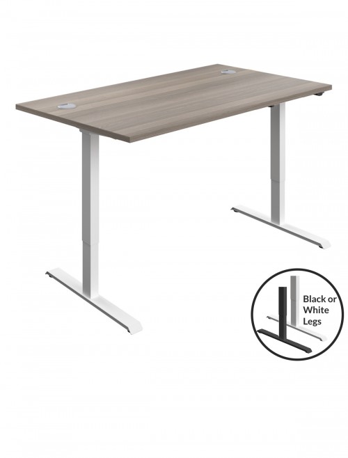 Standing Desk Grey Oak Height Adjustable Desk 1400mm Wide ECSM1480CPGO by TC Office