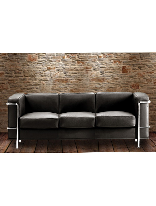 Reception Sofa Black Belmont Three Seater Sofa Leather Faced BSL/X202/BK by Eliza Tinsley