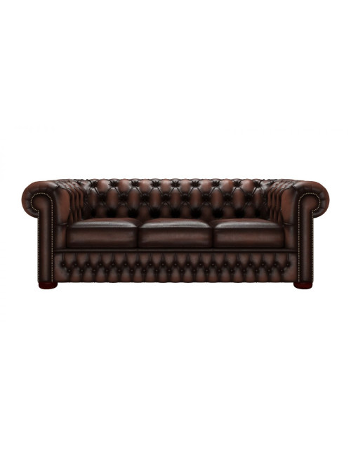 Reception Seating Classic Button Back 3 Seater Sofa Antique Brown 9900001AB by Teknik