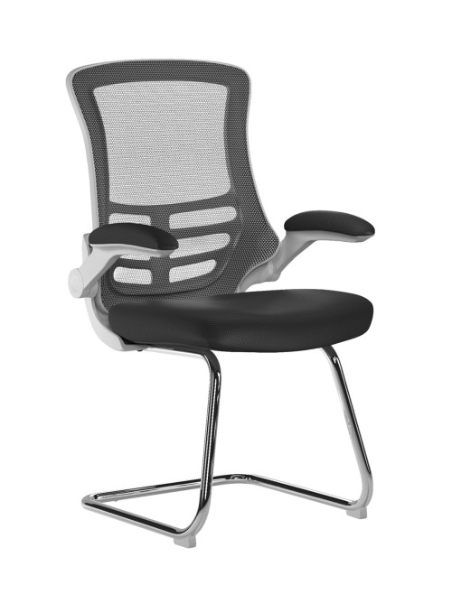 Mesh Visitor Chair Luna Black Reception Chair BCM/L1302V/WH-BK by Eliza Tinsley