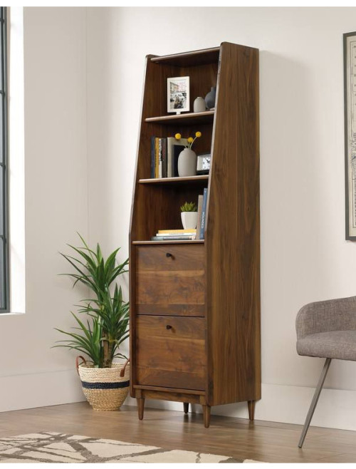 Narrow Bookcase Hampstead Park Walnut Storage Cabinet by Teknik - enlarged view