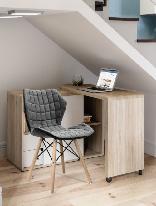 Home Office Desks Pivot Cupboard Desk Sonoma Oak 7700007 by Teknik - enlarged view