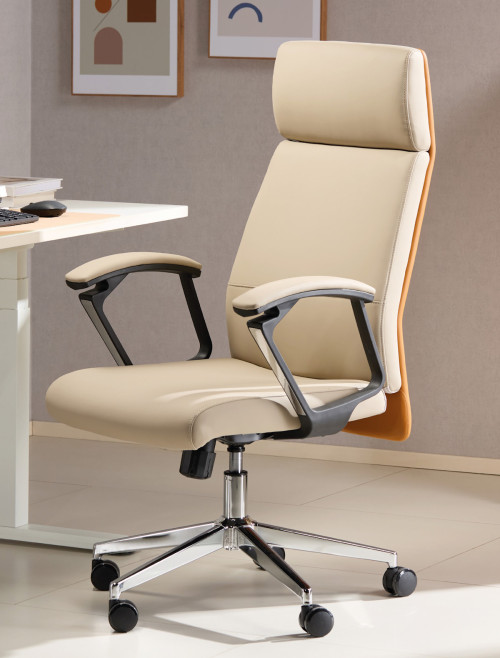 Office Chair Cream London Faux Leather Executive Chair CH-LON-CRM - enlarged view