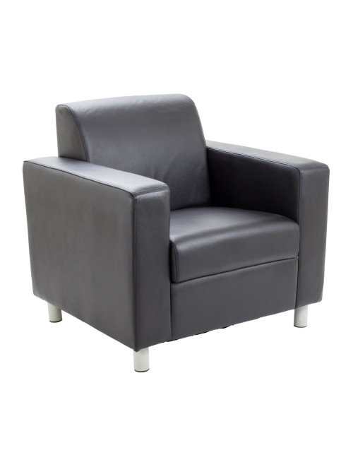 Reception Seating Black Iceberg Leather Faced Armchair OF0300BK