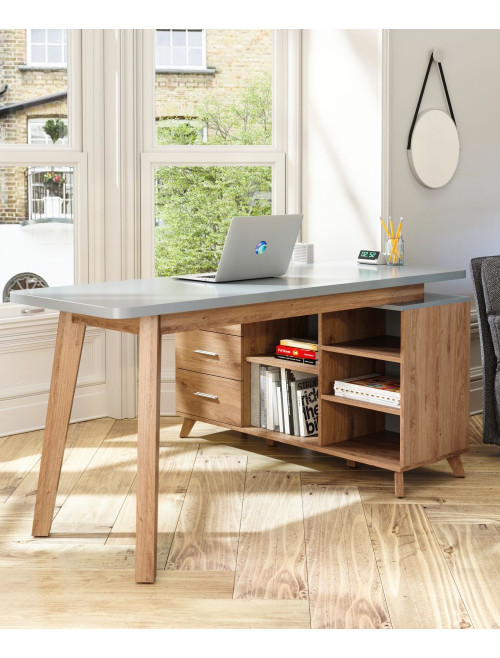 Home Office Desks Axis Beaufort Oak Corner Desk 7700008 by Teknik - enlarged view