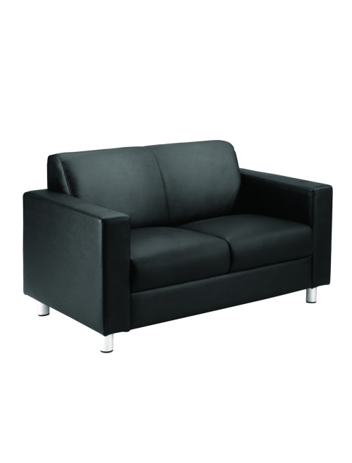 Reception Seating Black Iceberg Leather Faced 2 Seater Sofa OF0301BK