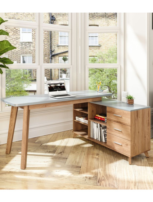 Home Office Desks Axis Beaufort Oak Corner Desk 7700008 by Teknik