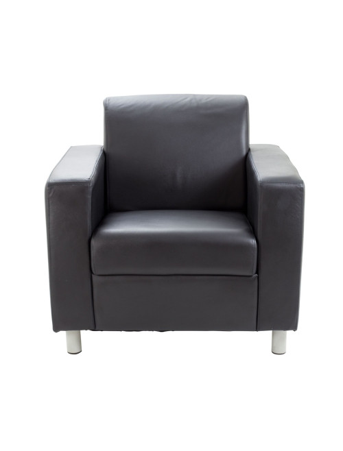 Reception Seating Black Iceberg Leather Faced Armchair OF0300BK - enlarged view
