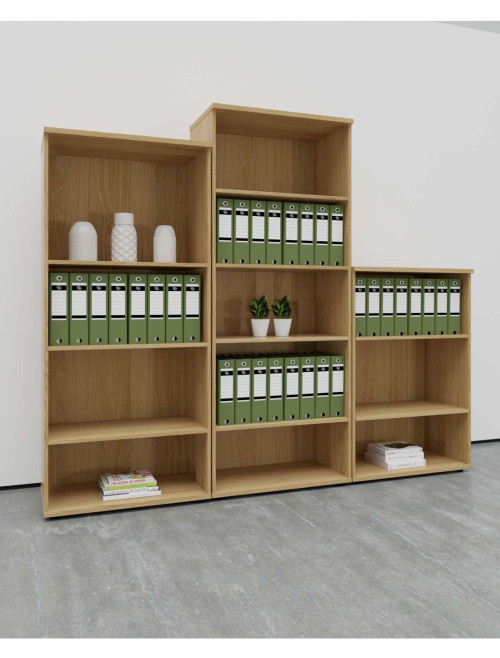 Office Storage 2000mm Tall Office Bookcase Oak WDS2045NO by TC - enlarged view