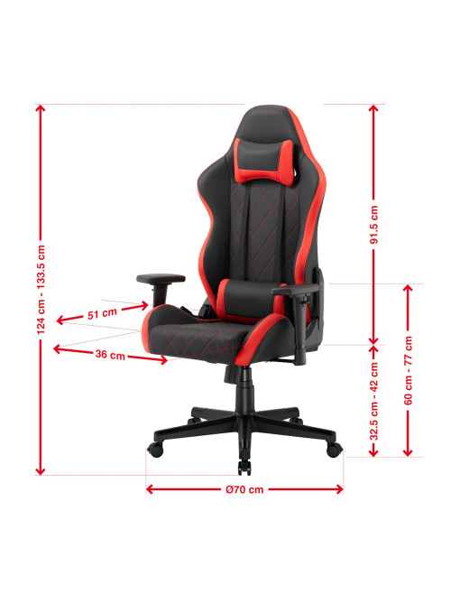 Gaming Chair Monaco Black and Red Faux Leather Racing Chair CH-MON-RED - enlarged view