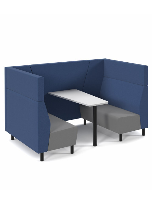 Office Booth Muse 4 Person Sofa Booth with Grey Seats and Blue Back MUS-POD02-SG-CB
