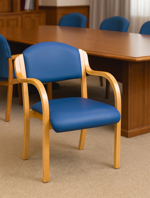 Reception Seating Blue Vinyl Tahara Stackable Armchair DPA2050/A/BEBLV by Nautilus Eliza Tinsley