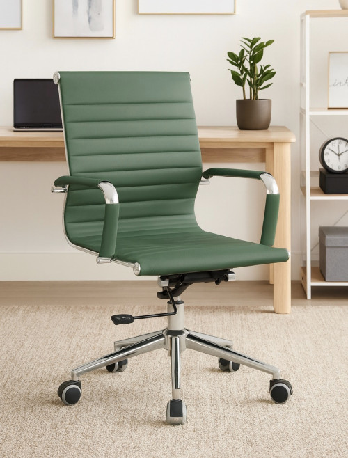 Bonded Leather Office Chair Forest Green Aura Medium Back BCL/8003/FGN by Eliza Tinsley Nautilus