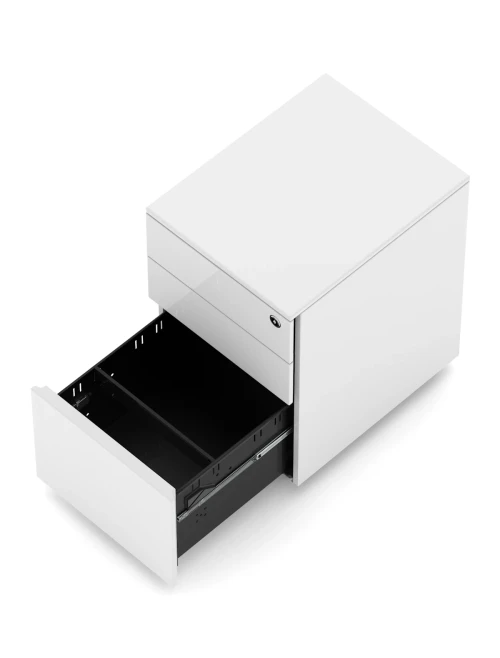 Office Storage 3 Drawer Base Mobile Steel Pedestal White BMSP3DWHT - enlarged view
