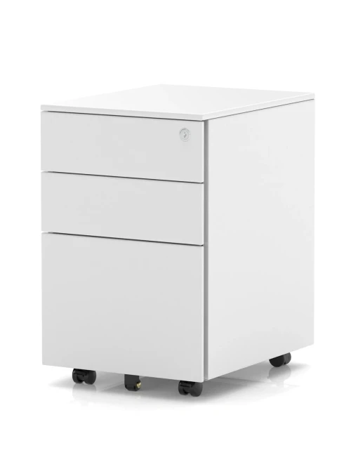 Office Storage 3 Drawer Base Mobile Steel Pedestal White BMSP3DWHT - enlarged view