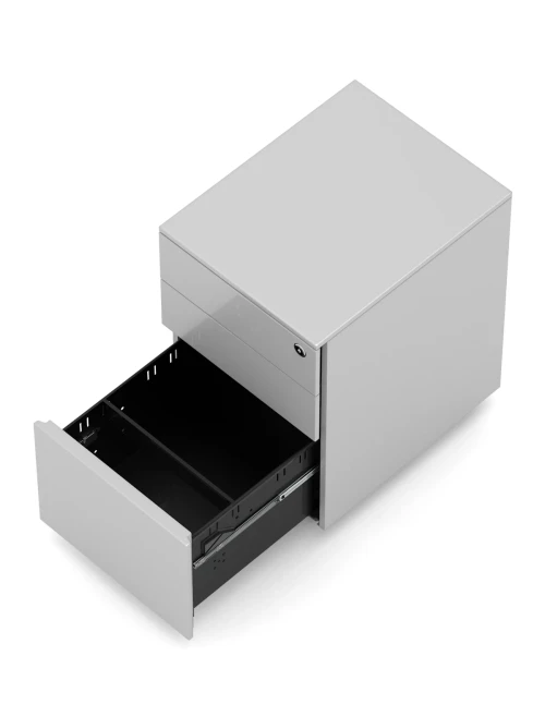 Office Storage 3 Drawer Base Mobile Steel Pedestal Silver BMSP3DSLV - enlarged view