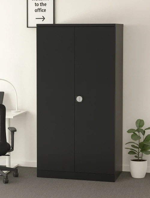 Office Storage Qube 2 Door Metal Office Cupboard Black 1830mm QC2BLK