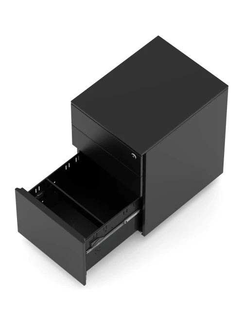 Office Storage 3 Drawer Base Mobile Steel Pedestal Black BMSP3DBLK - enlarged view