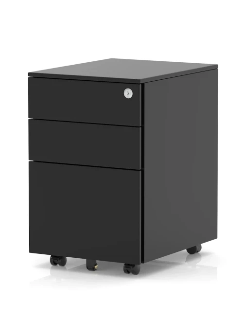 Office Storage 3 Drawer Base Mobile Steel Pedestal Black BMSP3DBLK - enlarged view