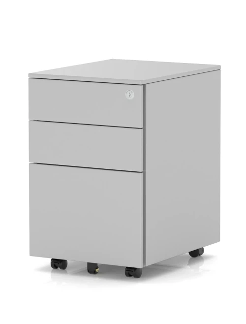 Office Storage 3 Drawer Base Mobile Steel Pedestal Silver BMSP3DSLV - enlarged view