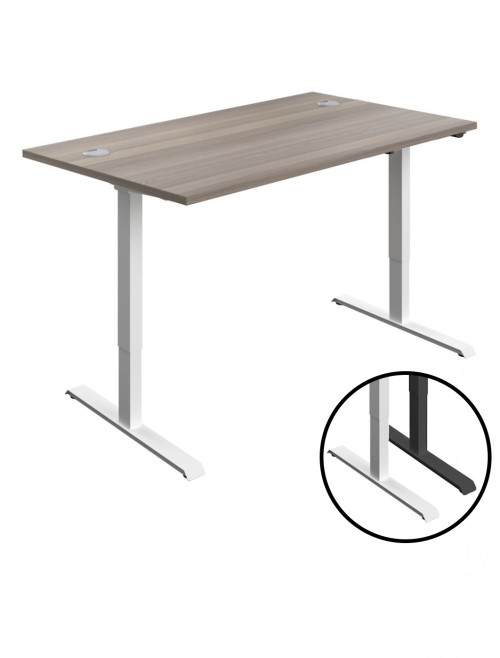 Standing Desk Grey Oak Height Adjustable Desk 1400mm Wide ECSM1480CPGO by TC Office