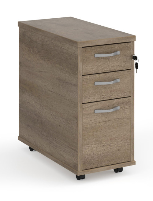 Slim Line Nebraska Oak Mobile Pedestal 3 drawer TNMPNO
