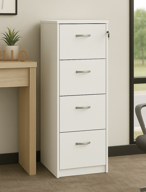 Deluxe Executive 4 Drawer White Filing Cabinet LF4WH