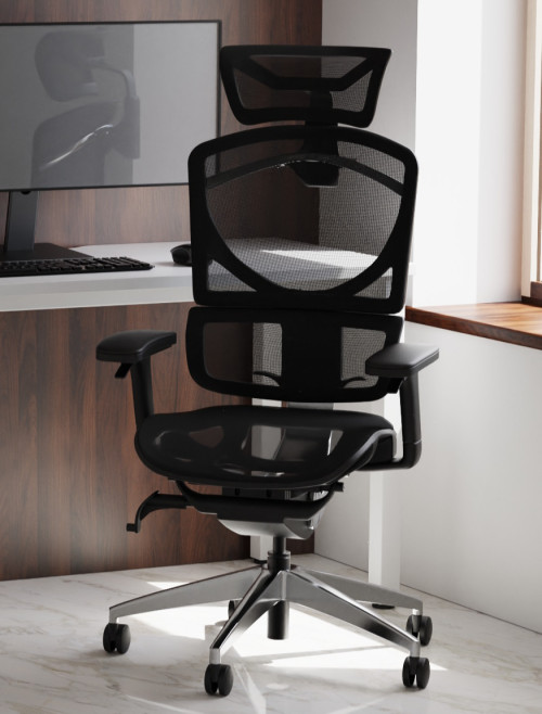 Mesh Office Chair Black Ergo Click Plus 24hr Chair with Headrest PO000063 by Dynamic