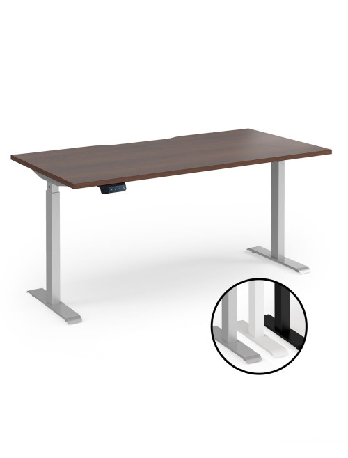 Sit Stand Desk Walnut Elev8 Contract Height Adjustable Desk 1600mm EVC-1600-S-W