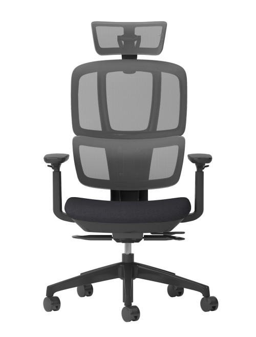 Heavy Duty Shelby 23 Stone Black Mesh Office Chair with Headrest SHL301K2-K - enlarged view