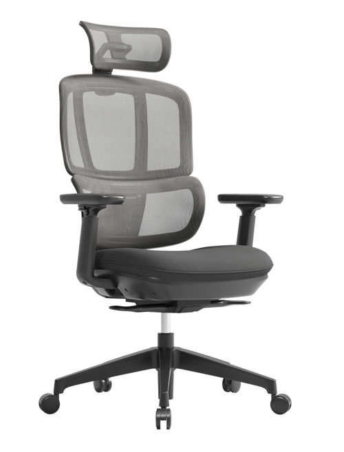 Heavy Duty Shelby 23 Stone Black Mesh Office Chair with Headrest SHL301K2-K - enlarged view