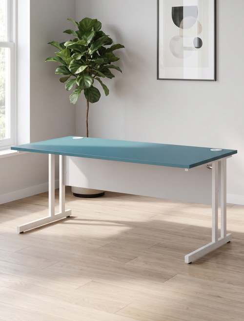 Dark Teal Office Desk Impulse 1600mm Rectangular Straight Desk TT000415