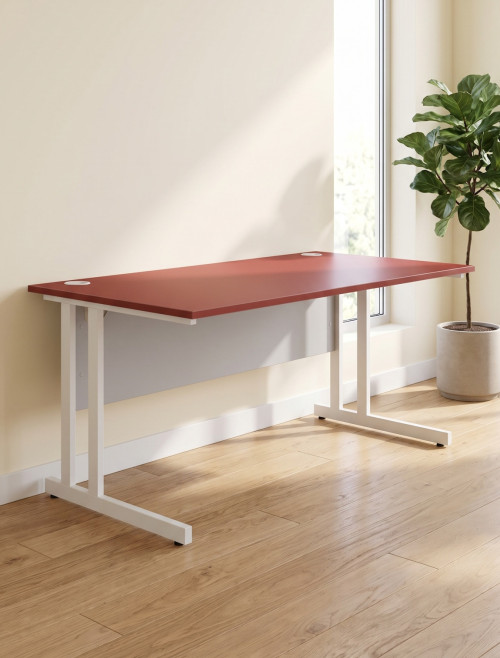 Brick Red Office Desk Impulse 1600mm Rectangular Straight Desk TT000413